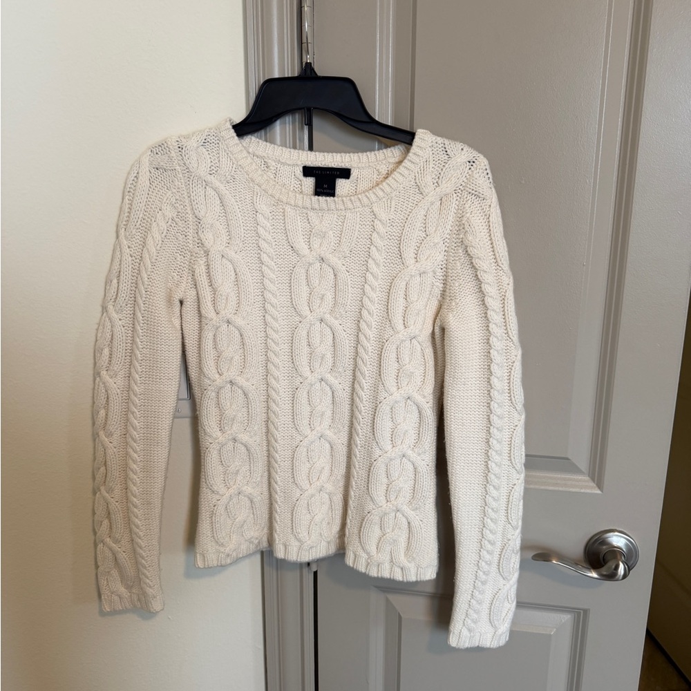 Cable Knit Crewneck Sweater - Cream